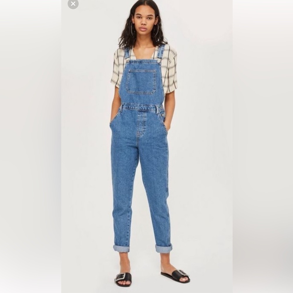 Topshop Women's Blue Denim Overalls